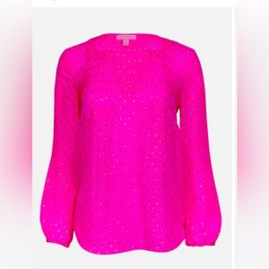 Lilly Pulitzer hot pink and gold Colby blouse size XS